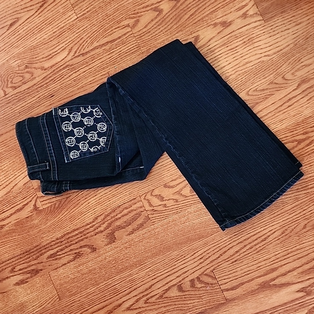 Bebe 28 waist lowrise bling logo jeans.